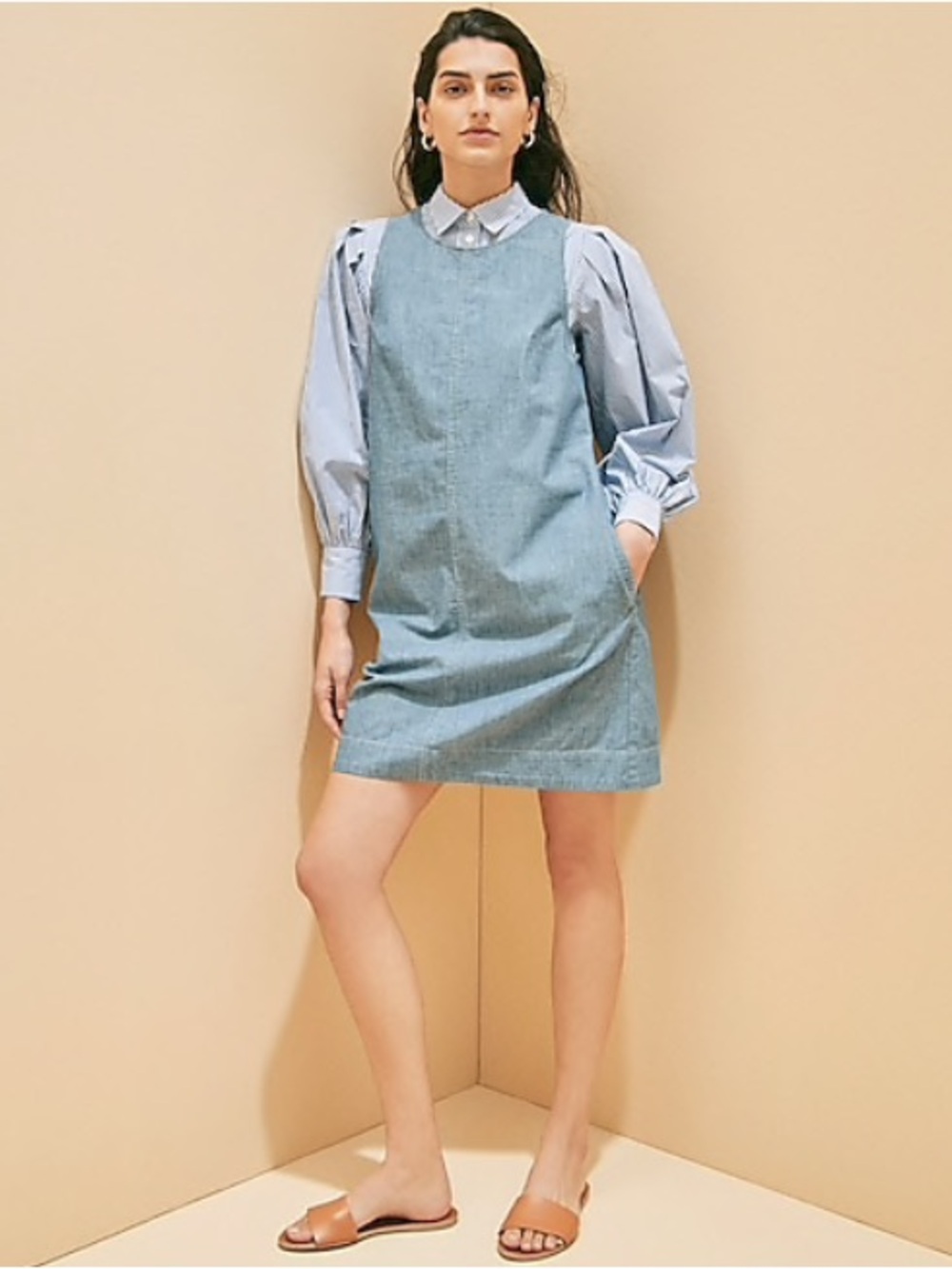J. Crew Button Back Chambray Shift Dress NWOT